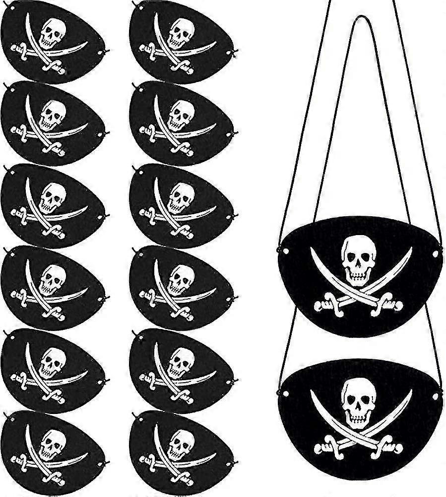 24pcs Pirate Eye Patches Black Felt One Eye Skull Captain Eye Patches-DF