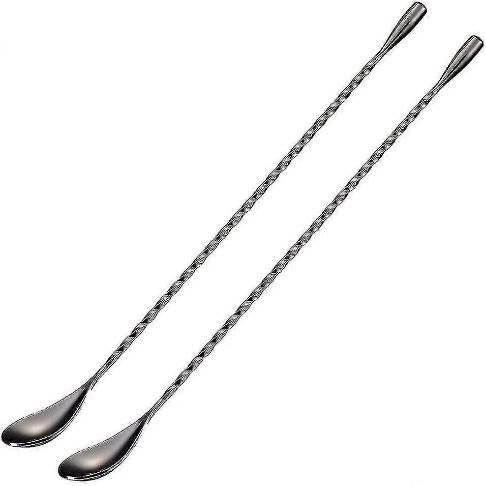 مقلي خلط كوكتيل للشرب، ستانلس ستيل، مقبض حلزوني طويل، أسود 12 بوصة، 2 قطعة