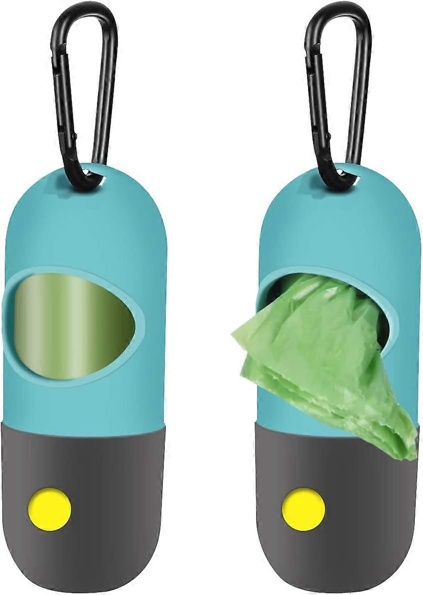 LED懐中電灯を内蔵した2パック犬用うんちバッグディスペンサー、リードリード用カラビナクリップ付きリーシュ用ペットゴミ袋ホルダー、2ロール漏れ防止ドッグ