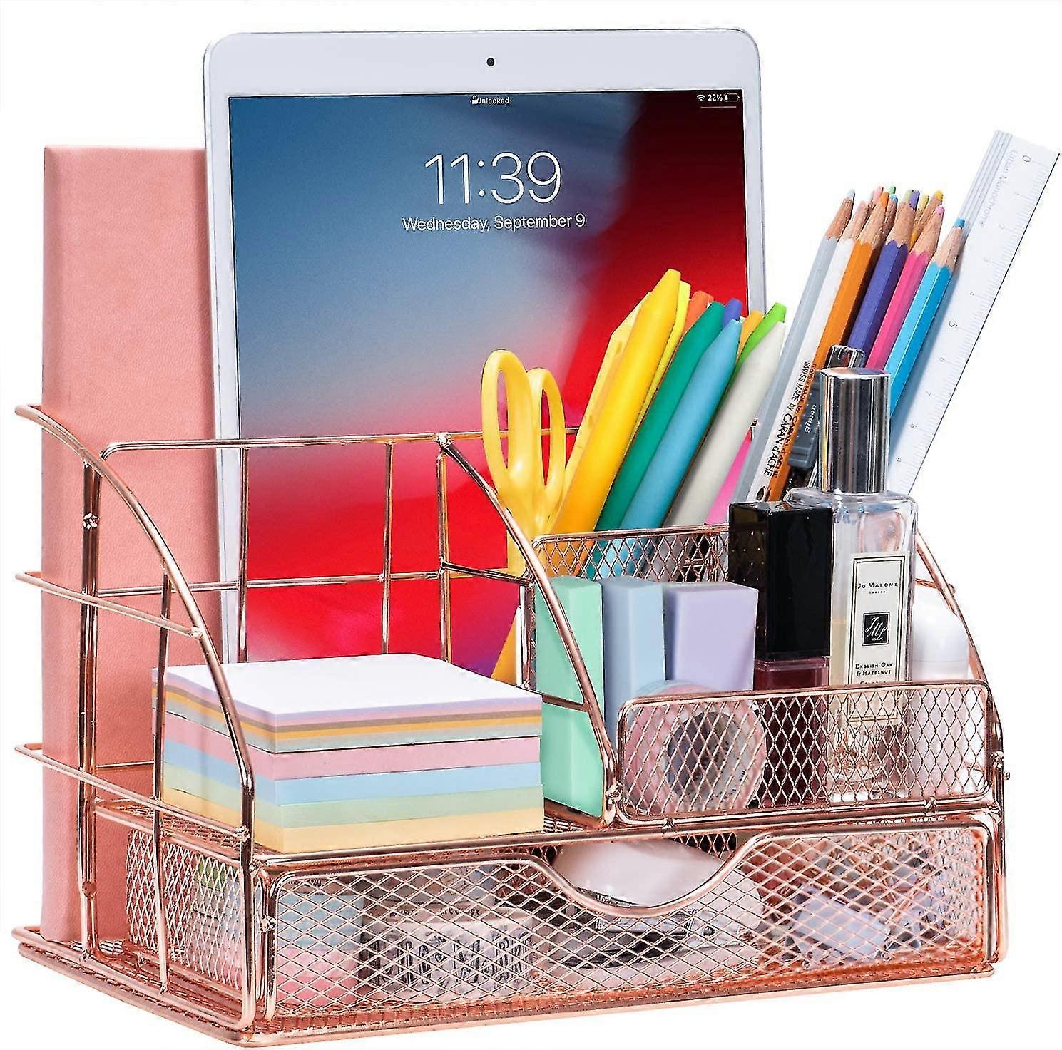 Drawer Organiser,desktop Holder With 5 Compartments,rose Gold
