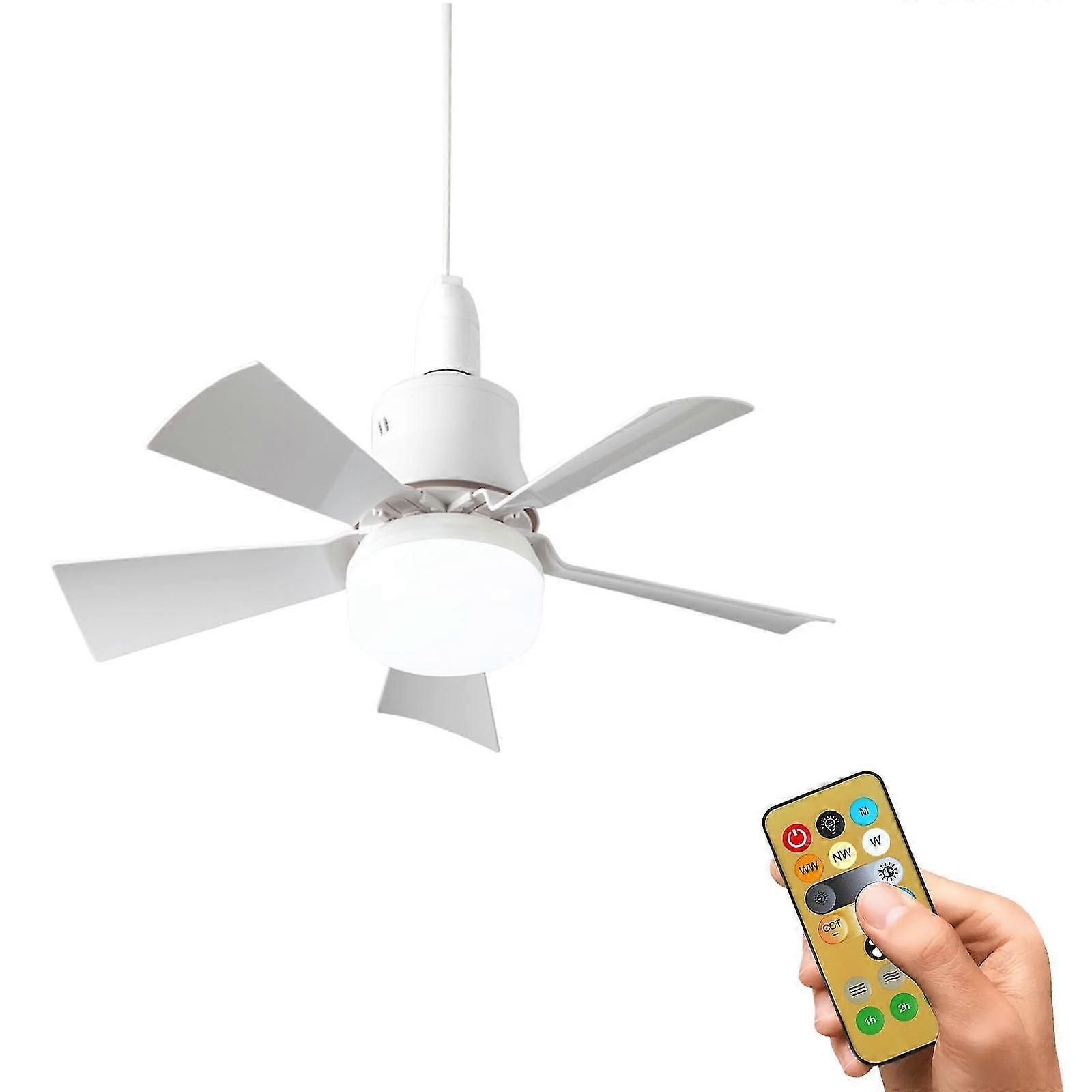 Ceiling Fans with Lights and Remote Control, E27 Ceiling Lights with Fan RC Timing, 3 Speeds 3 Colors LED Ceiling Light -GSLA