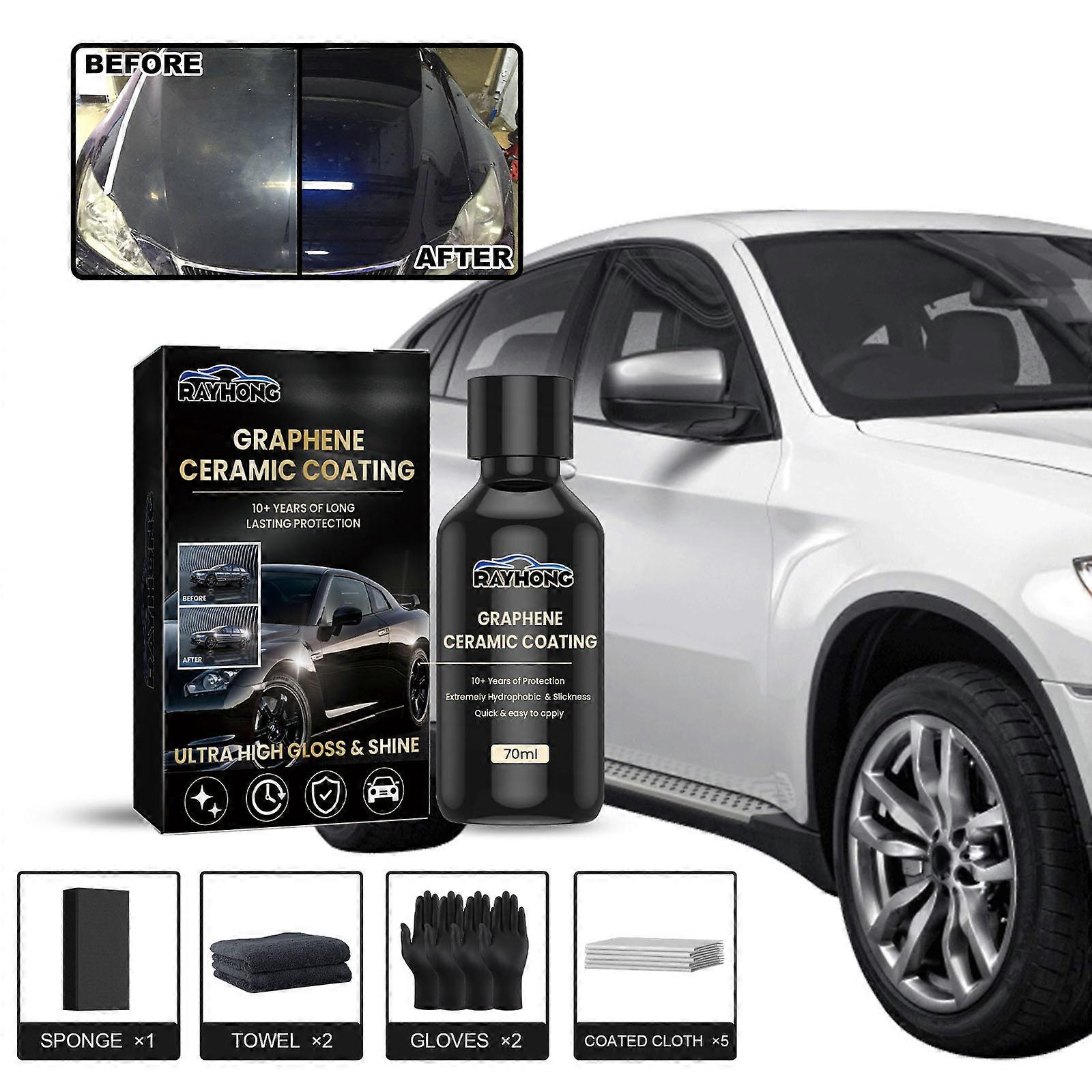 Graphene keramisk belegg for biler (70ml) - Coating For Car Detailing - År med langvarig beskyttelse - Ultra High Gloss, ekstremt hydrofob