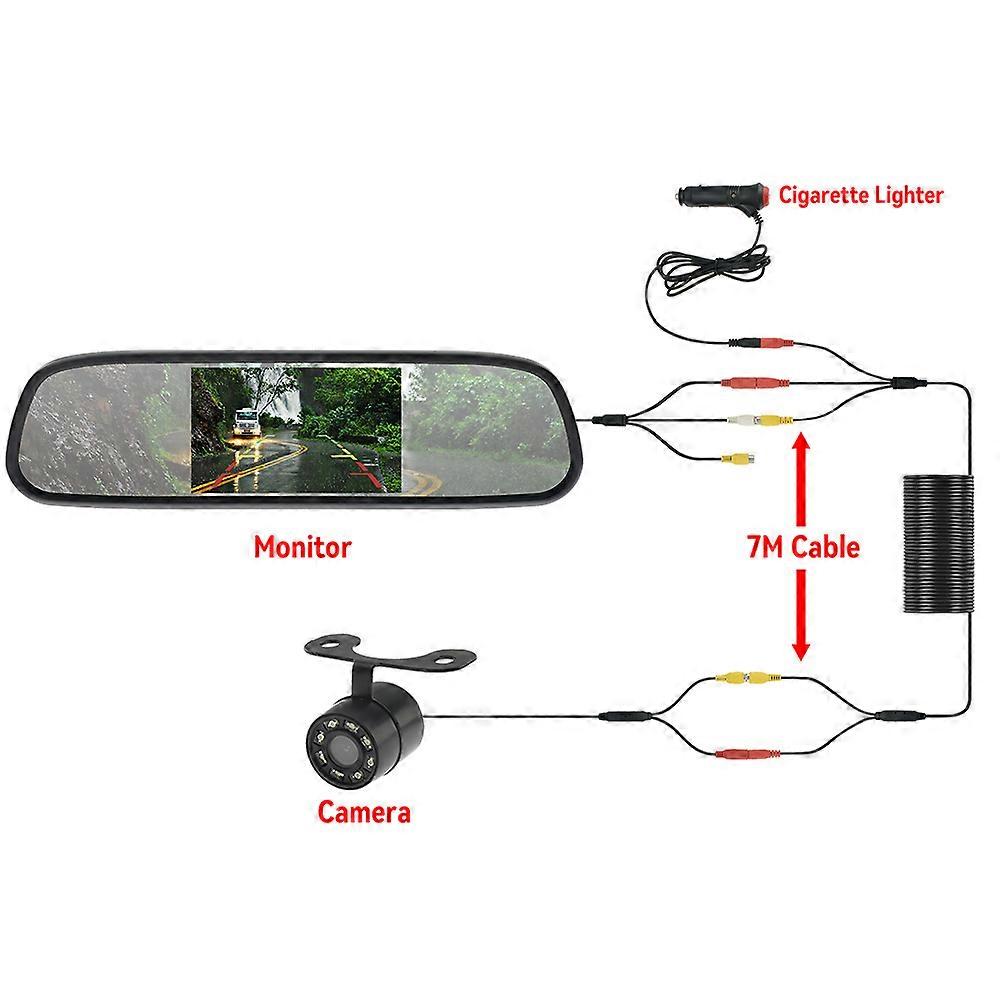 MJDOUD Car Rear View Camera with Mirror Monitor for Vehicle Parking Hd Reversing Camera 5 Inch Mirror Screen Easy Installation