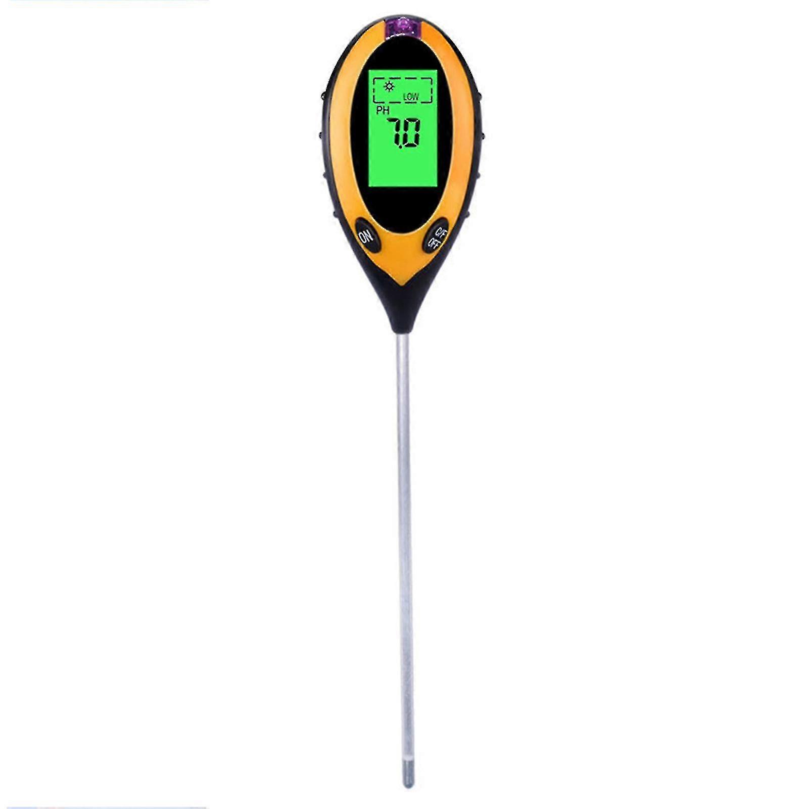 Multifunctional 4-in-1 Soil Tester - LCD Display - pH Meter, Temperature & Sunlight Detector
