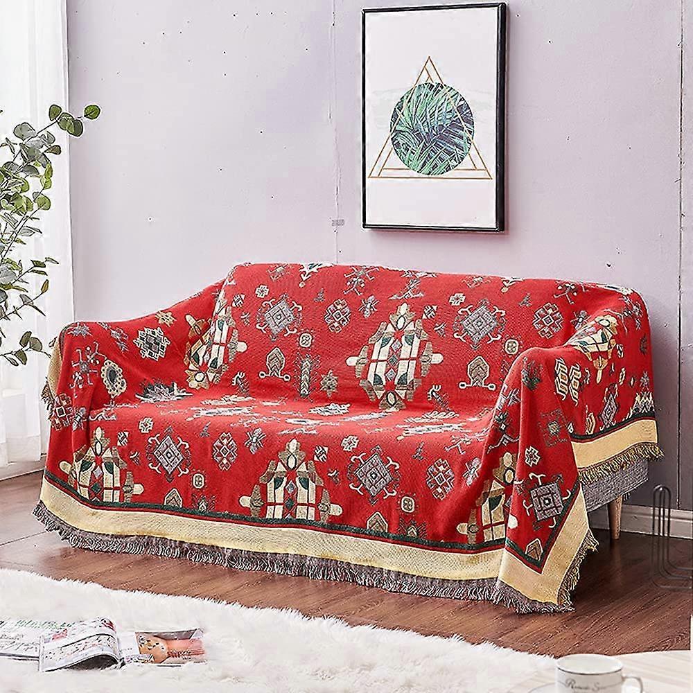 Throw Blanket Sofa Blanket Bed Blanket Chair Blanket Travel Blanket Decorative Blanket Sofa Covers Pompom Ethnic Pattern Retro 130 x 180cm