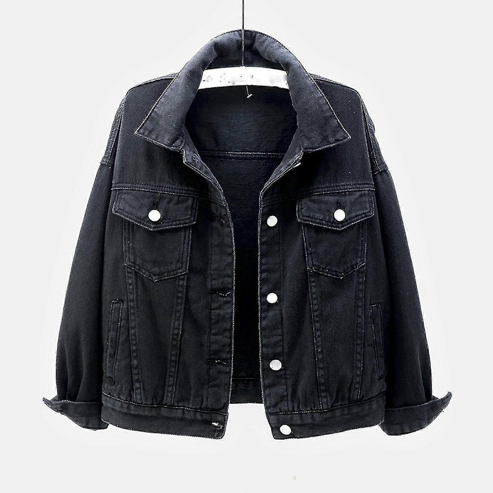 kvinner vår og høst frakker varm solid langermet denim jakke yttertøy