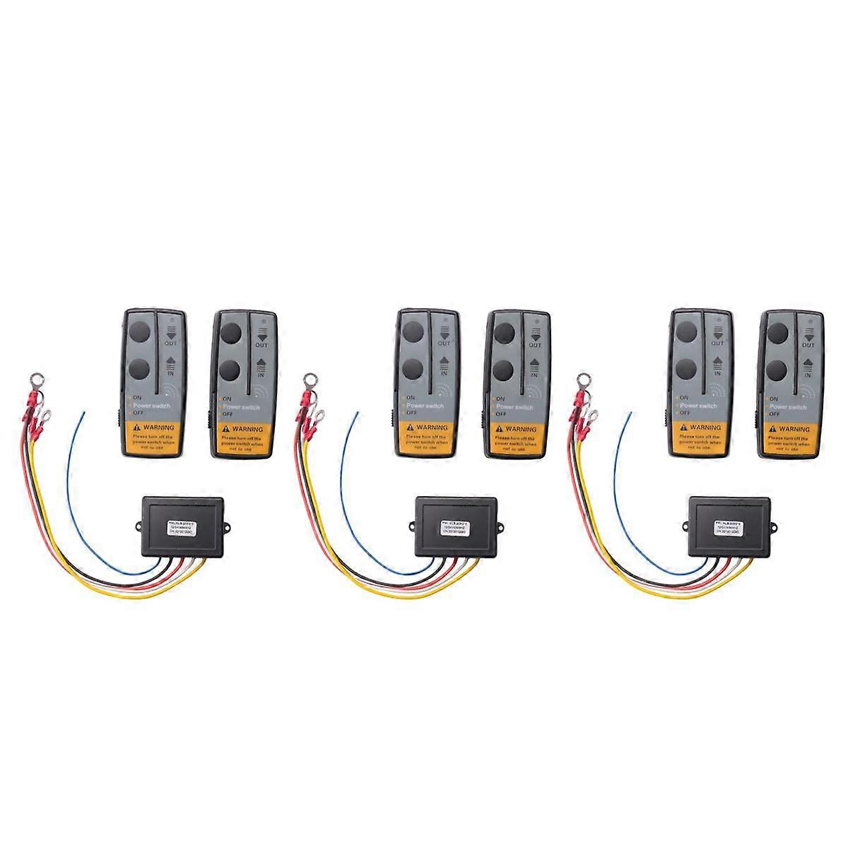3Set 12V 24V 2.4G 50M Universal Car Wireless Winch Crane Remote Control Controller with Twin Handse