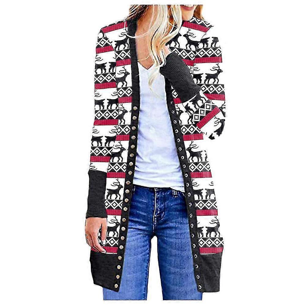 Weihnachts strickjacke Frauen Langarm Xmas Pullover Casual Offener Frontmantel