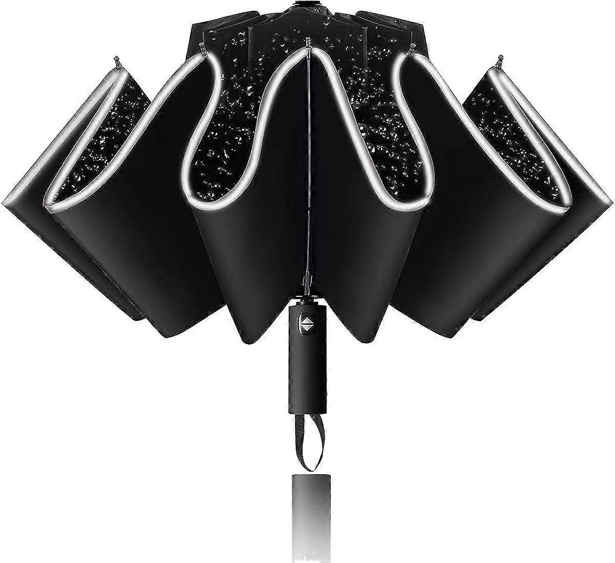 Inverted Umbrella Windproof Compact Reverse Folding Umbrella with Reflective