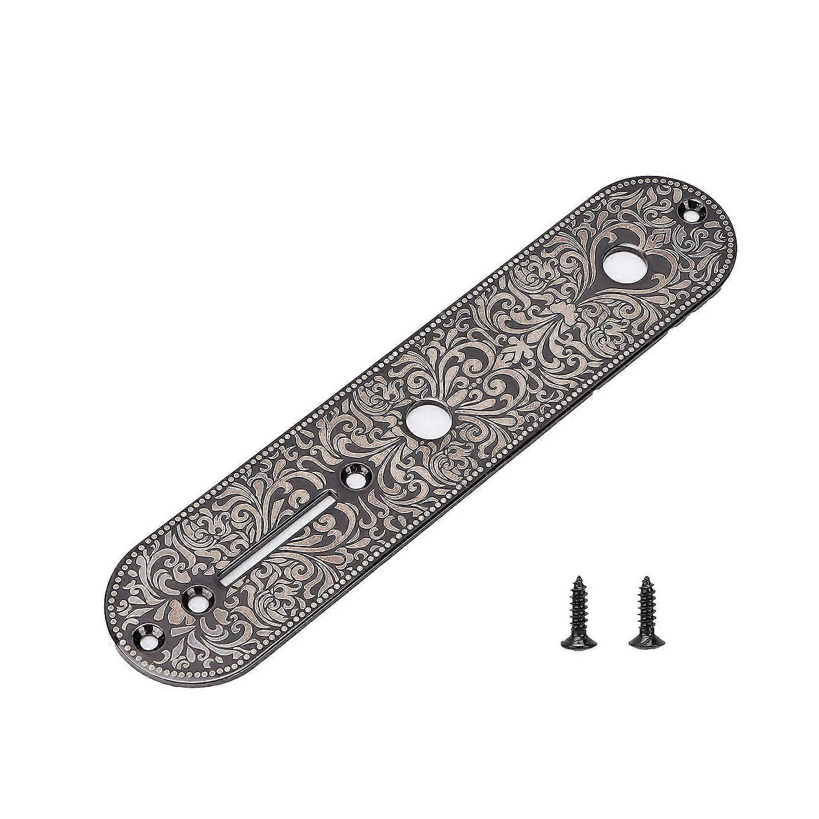 Electric Guitar Control Plate Replacement Accessory Metal Carved Black