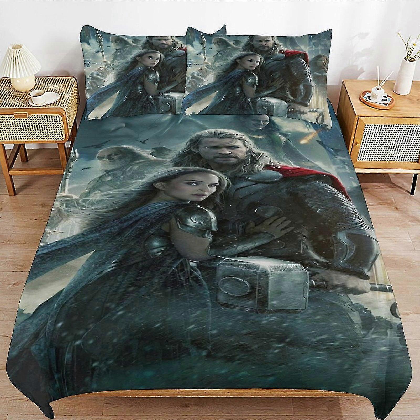 Lençóis Conjuntos de Cama Thor Ultra Macios Capa de Edredom Amiga da Pele 3 Peças, Conjunto de Cama de Capa de Edredom Fofo
