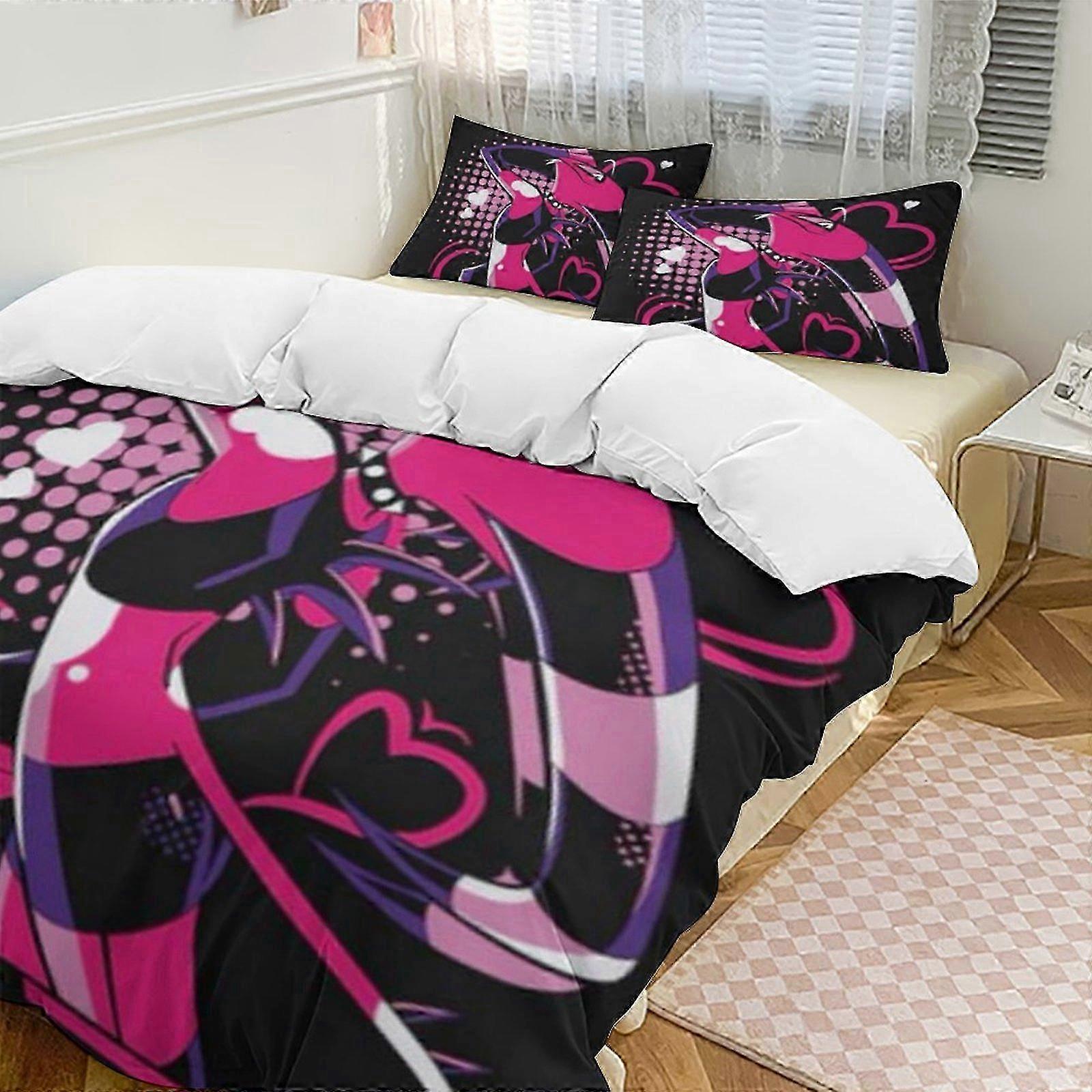 o2006 Lençóis Hazbin Hotel Down Capa de Edredão Microfibra Conjunto de Cama, (1 Capa de Edredão e 2 Fronhas) Lençóis fg2006