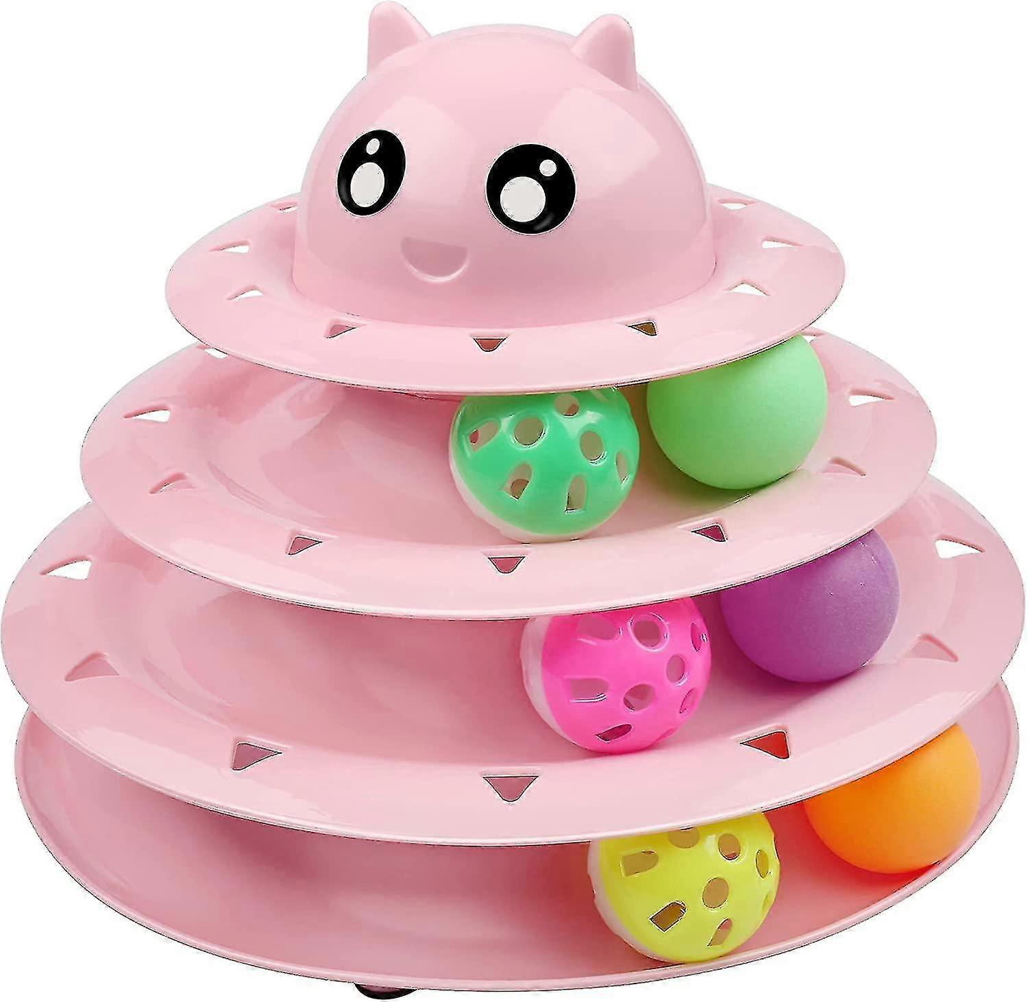 Cat Toy Ball Inhi3 Level Roller Turntable Fun Exercise Puzzle Pink