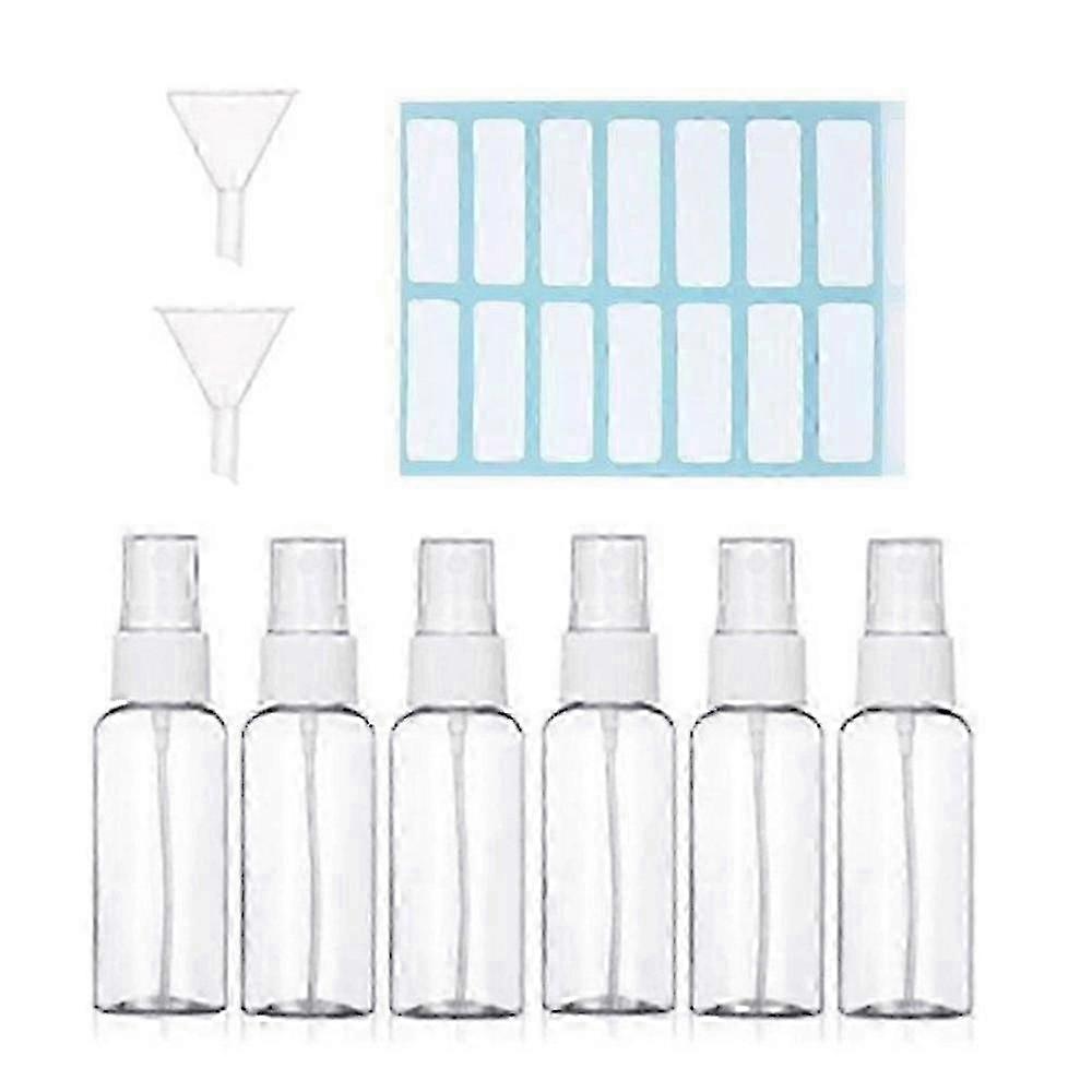 6st vattenflaska tom transparenta sprayflaskor + 2st snabbfyllningstrattar bärbara