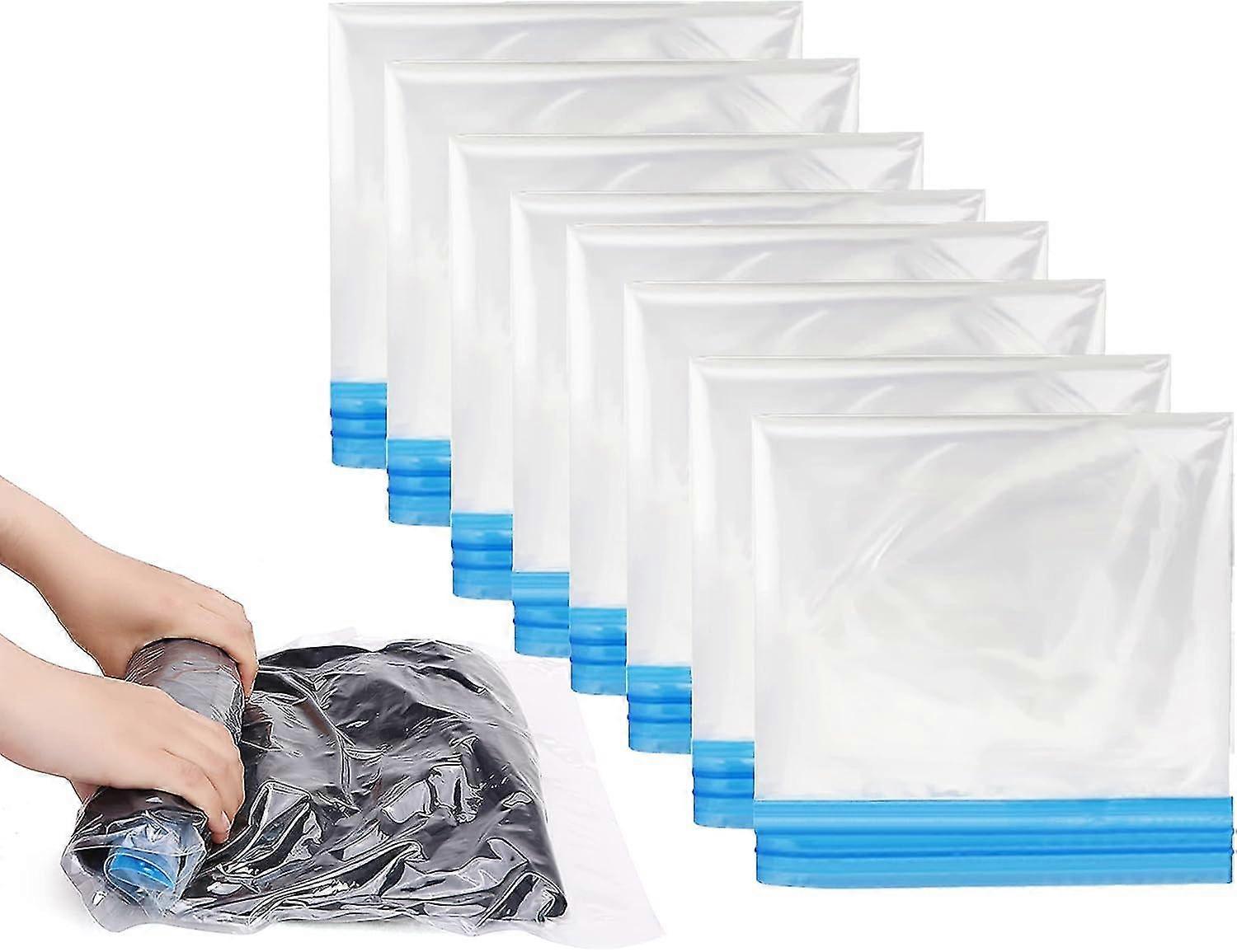 Roll Up Compression Bags, 8 Pack 60x40cm Reusable Vacuum Storage Bags For Travel, Saving Space In Suitcase Banmo