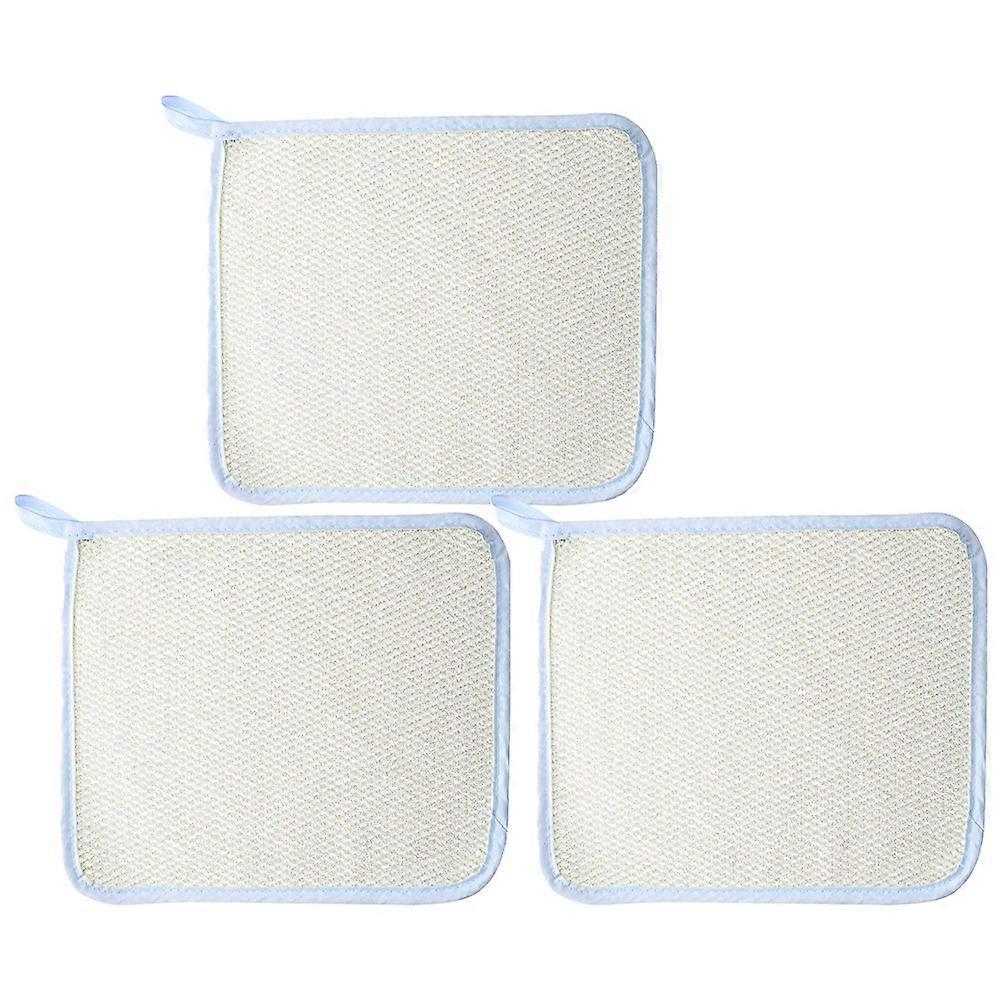 3pcs Exfoliating Wash Cloth Square Bath Cloth Quick Dry Scrub Face Cloth with Short Loop for Home Daiy Use (Beige)