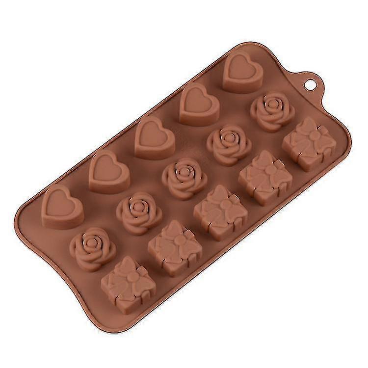 エセレンローズギフトハート(カラーランダム)多様なシリコーン型、チョコレート、キャンディー、ゼリー、アイスキューブ用の食品グレードのシリコーン型。