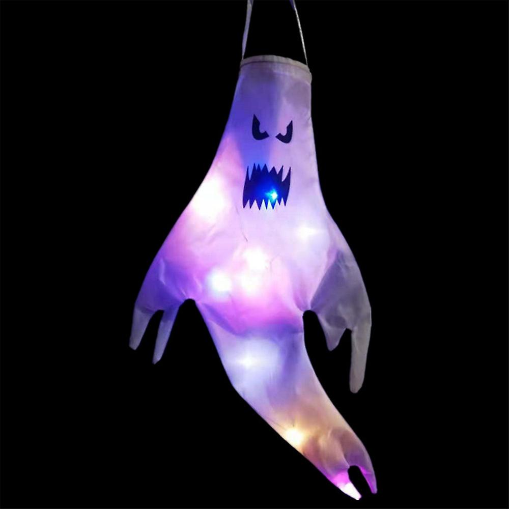 Halloween Glowing Ghost Windsock Flag With Led Light Party Hanging Decor