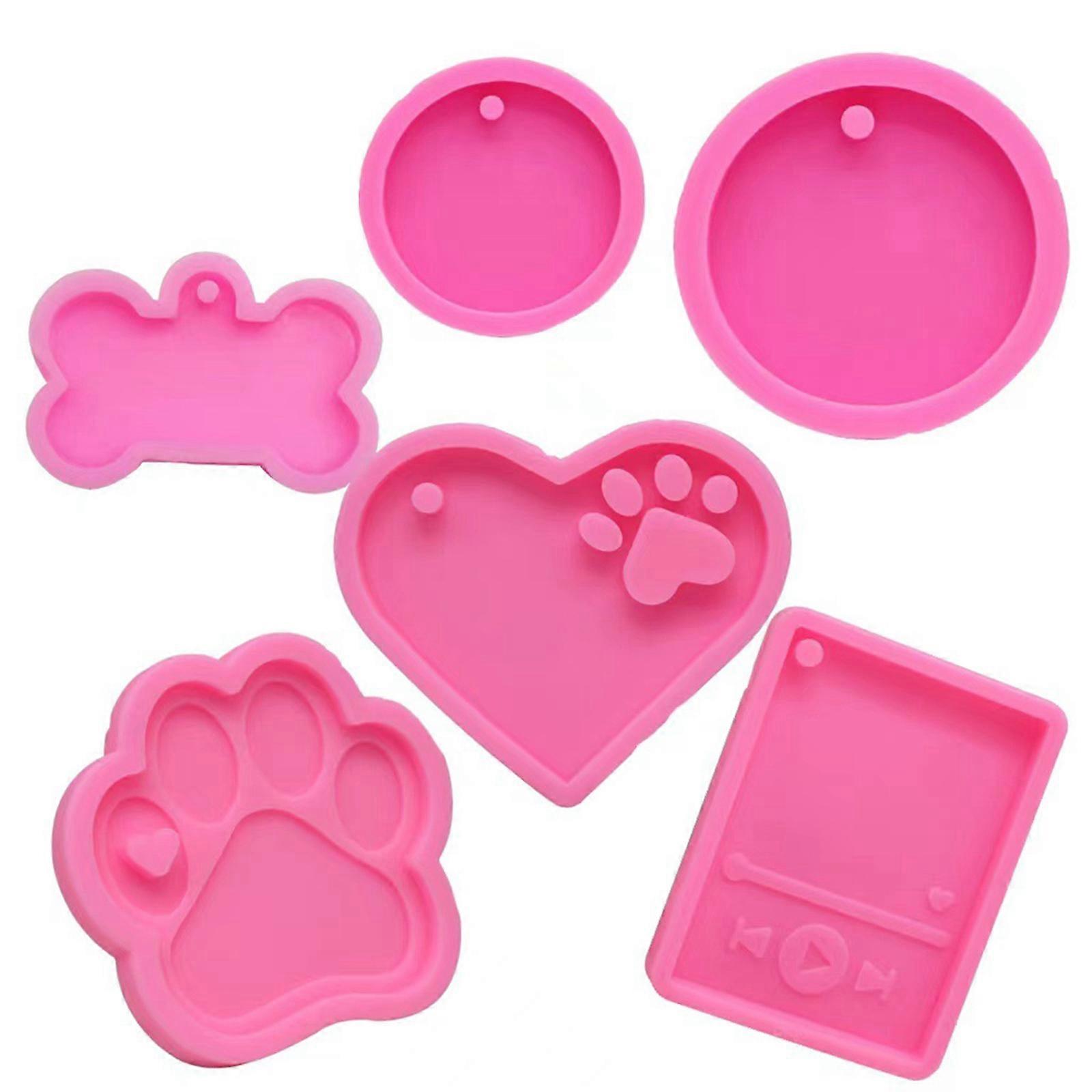 6Pieces/set Heart Bone Butterfly Shape Resin Epoxy Mold for Keychain Pendant