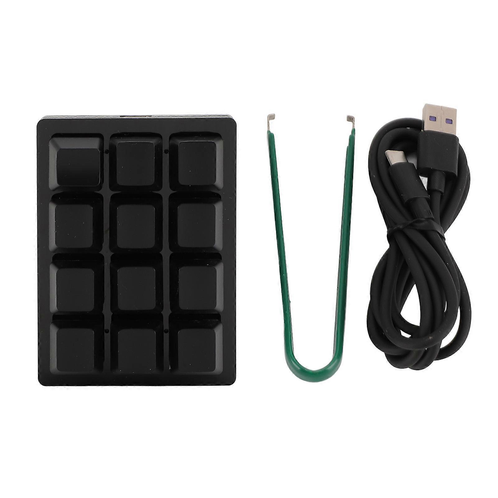 12 Key Mechanical Gaming Keyboard Mini USB Wired RGB Red Switch Programmable Macro Keyboard Black