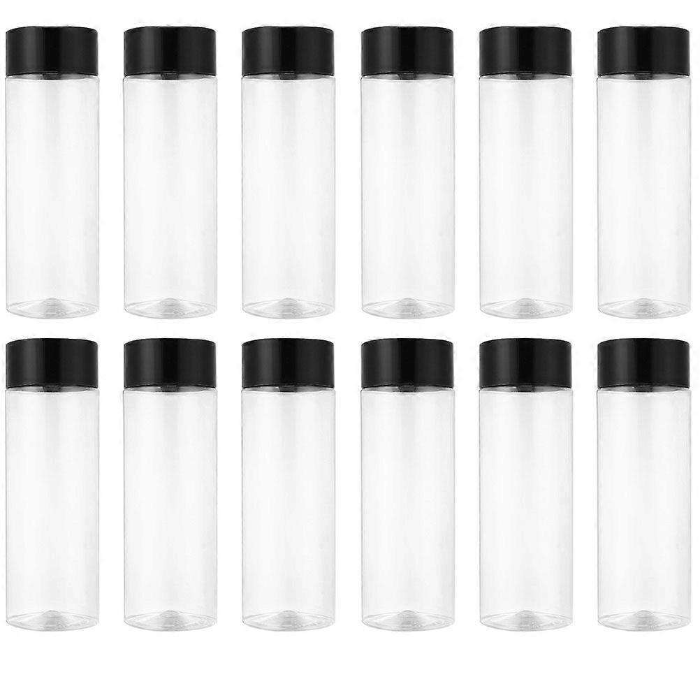 12pcs Reusable Plastic Juice Bottles Empty Clear Drinks Container Refillable Milk Jars