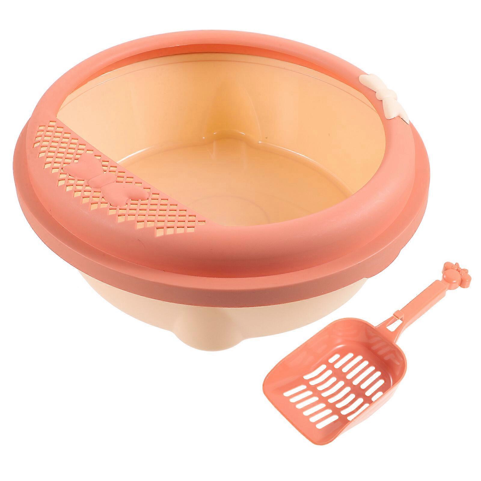 1 Set of Cat Litter Box Semi-Enclosed Cat Litter Container with Shovel Cat Litter Storage Box