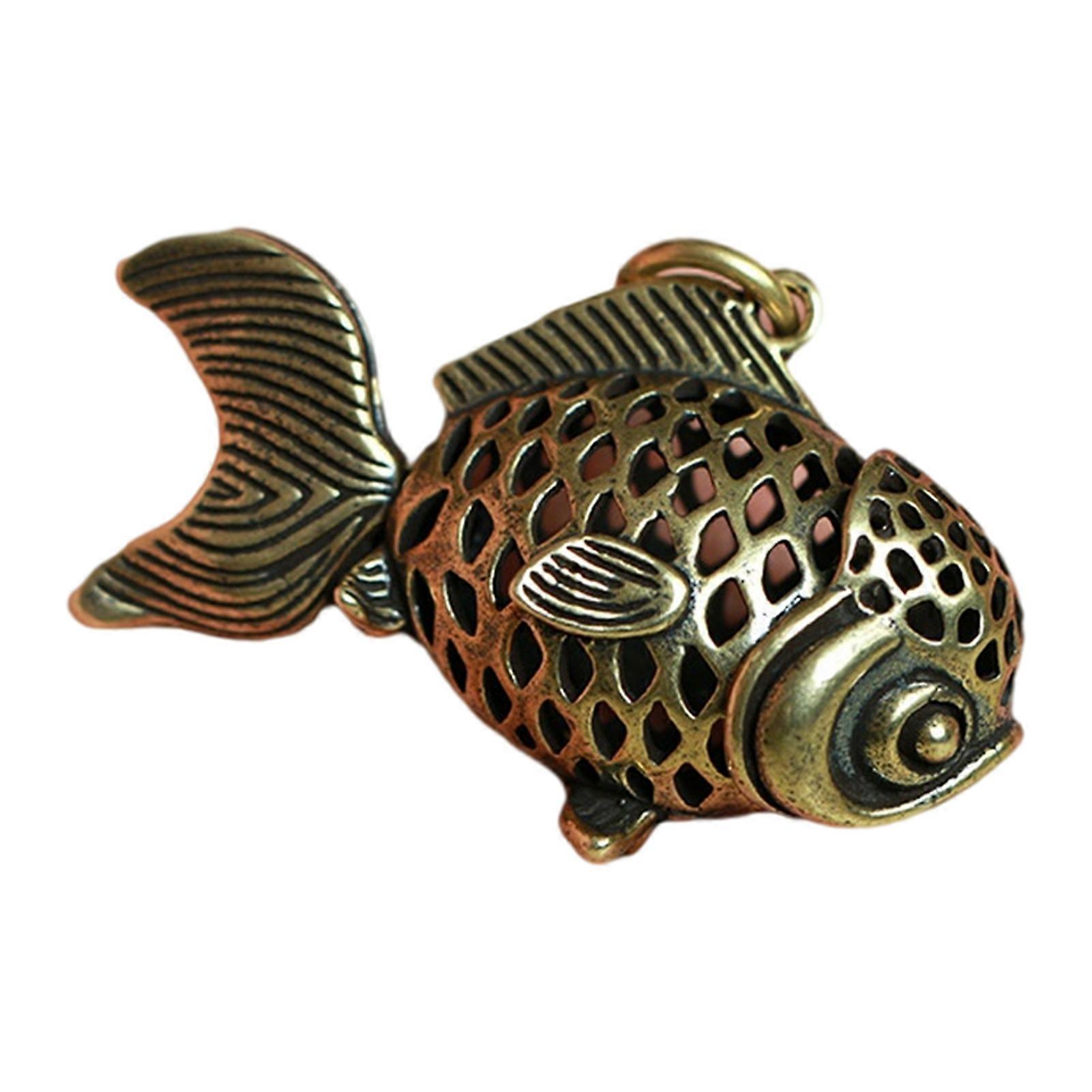 Anti-fade Key Pendant Vividly Engraved Brass Hollow-carved Carp Keychain Ornament for Home