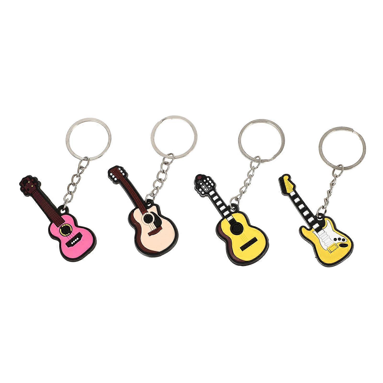 4 Pcs Decorative Key Hanging Decors Musical Instruments Designed Keychains