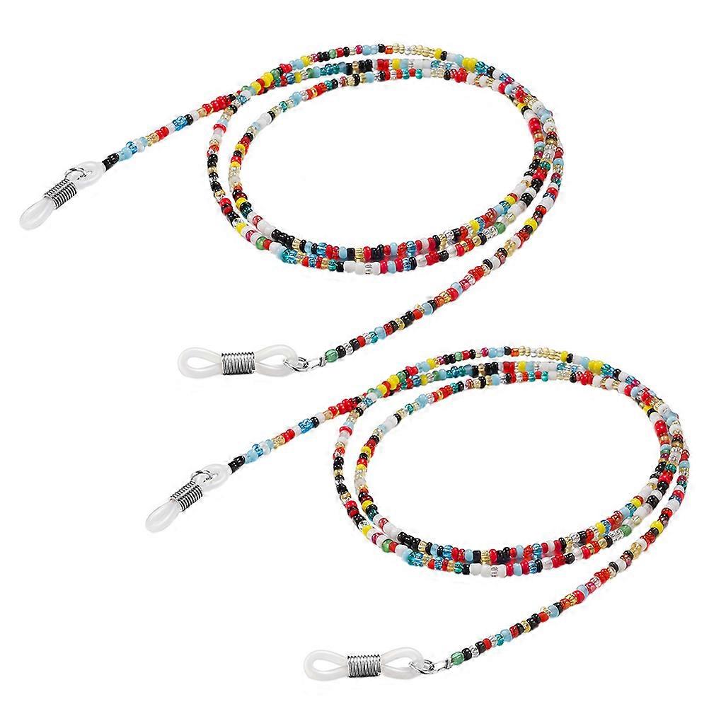 2pcs Eyeglass Chains Handmade Colorful Beads Sunglasses Retainer Neck Strap Cord Eyewear Lanyard