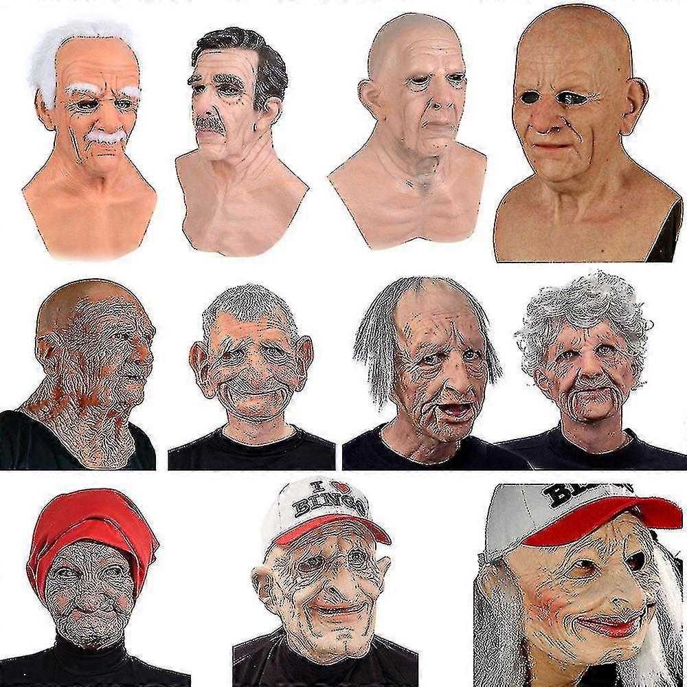 Old Man Mask - Realistic Halloween Latex Human Wrinkle Face Mask