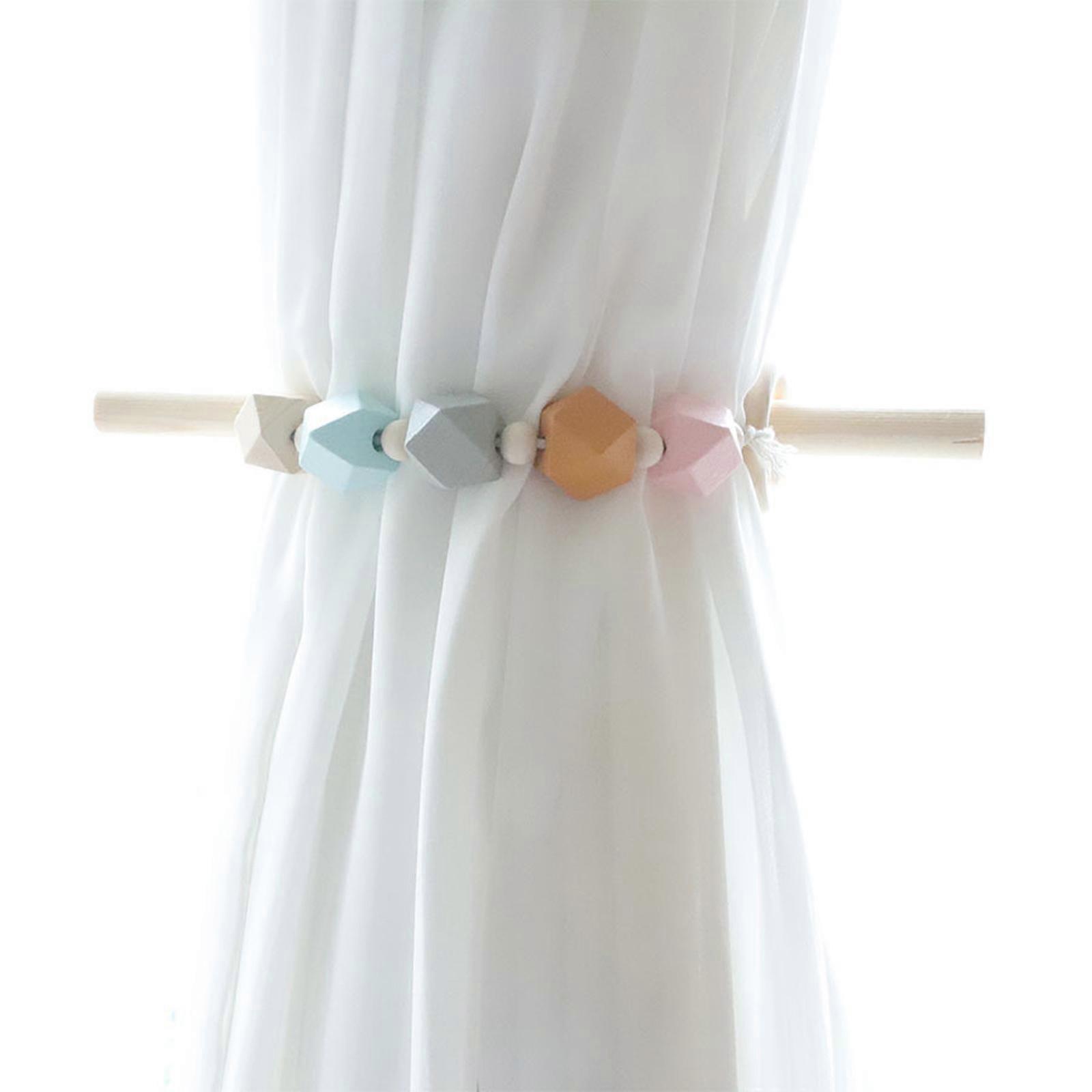 New Upgraded Wood Bead Curtain Tiebacks,Curtain Holdbacks for Bohemian Farmhouse Curtain Tiebacks for Home