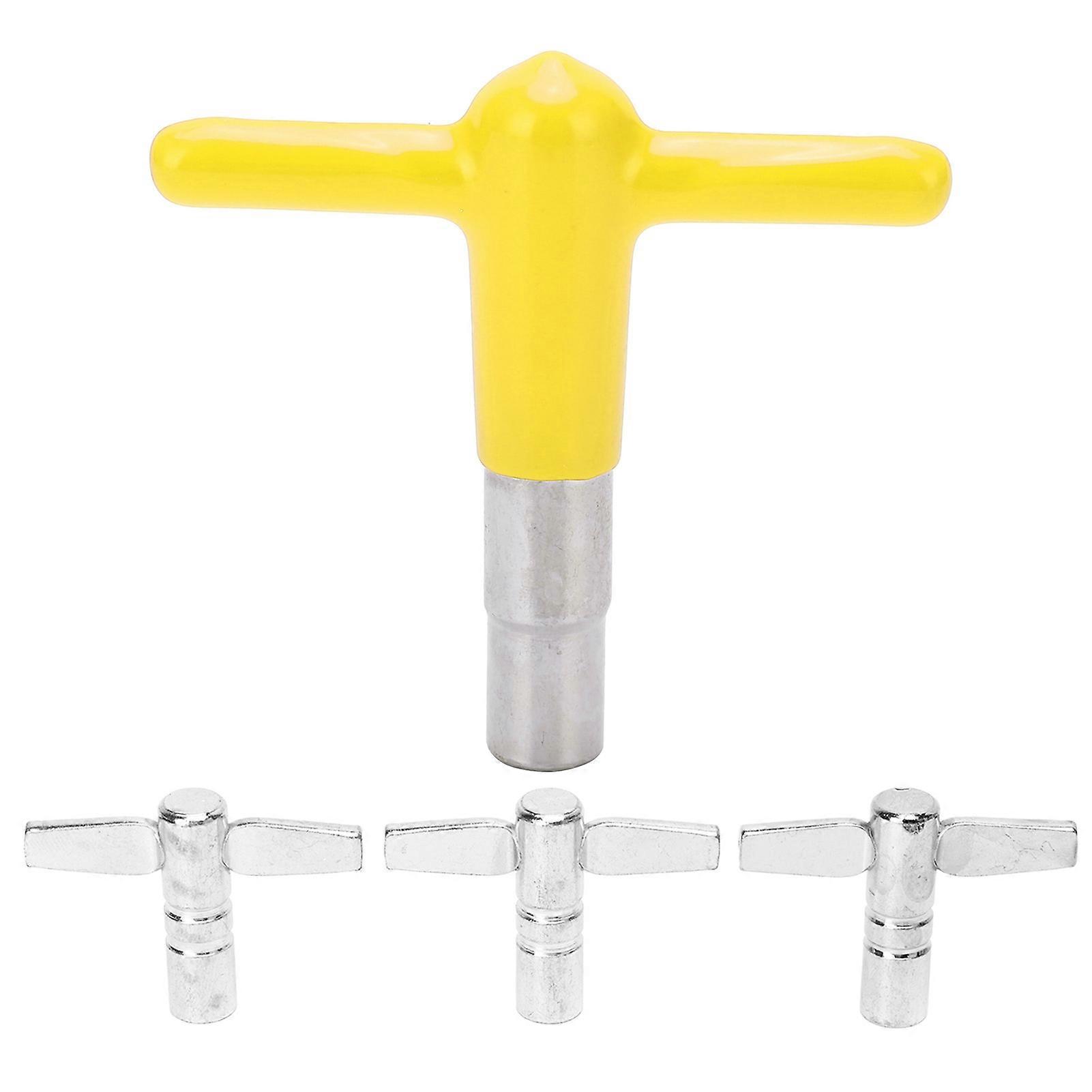 4 Pcs Drum Tuning Keys T Handle Metal Sturdy Smoothly Drum Key Tuner with Silicone Cover Yellow