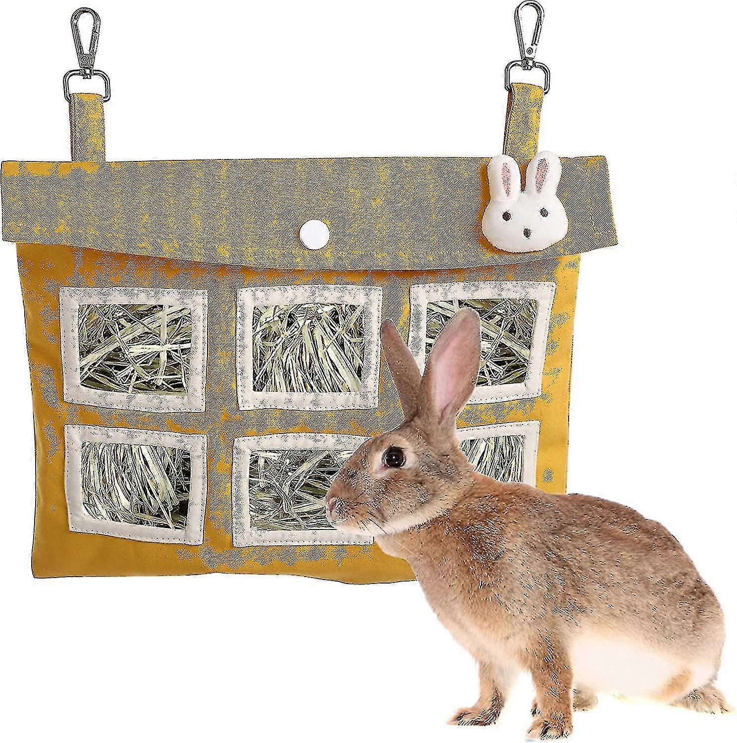 حقيبة تغذية أرنب القش ، كيس تغذية معلق كبير الحجم لتخزين مغذي القش القماشي للأرنب خنزير غينيا