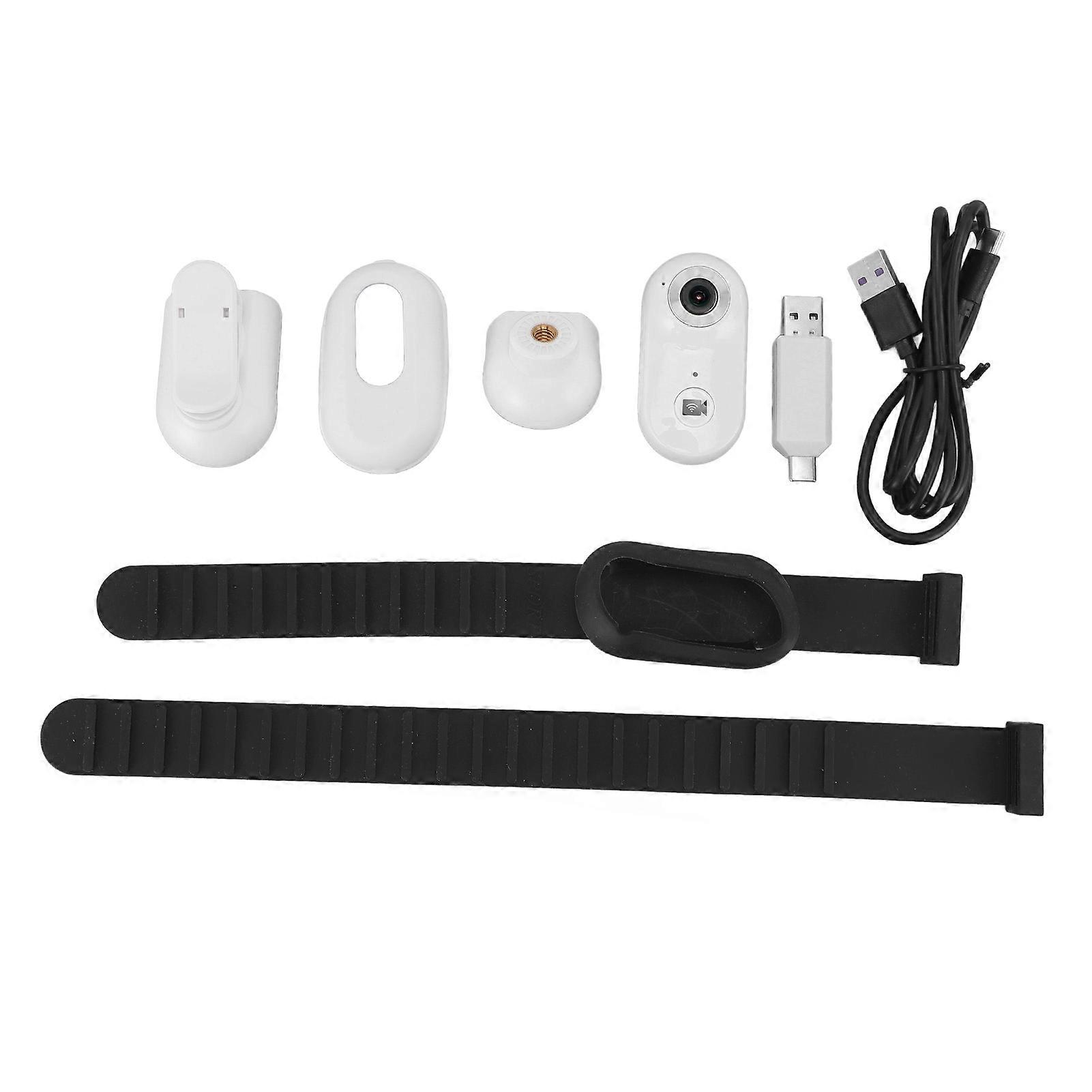 Pet Collar Camera 1080P HD 2.4G Wireless Dog Cat Wearable Video Recorder Loop Recording Small Action Camera with APP for Outdoor Vlogging White