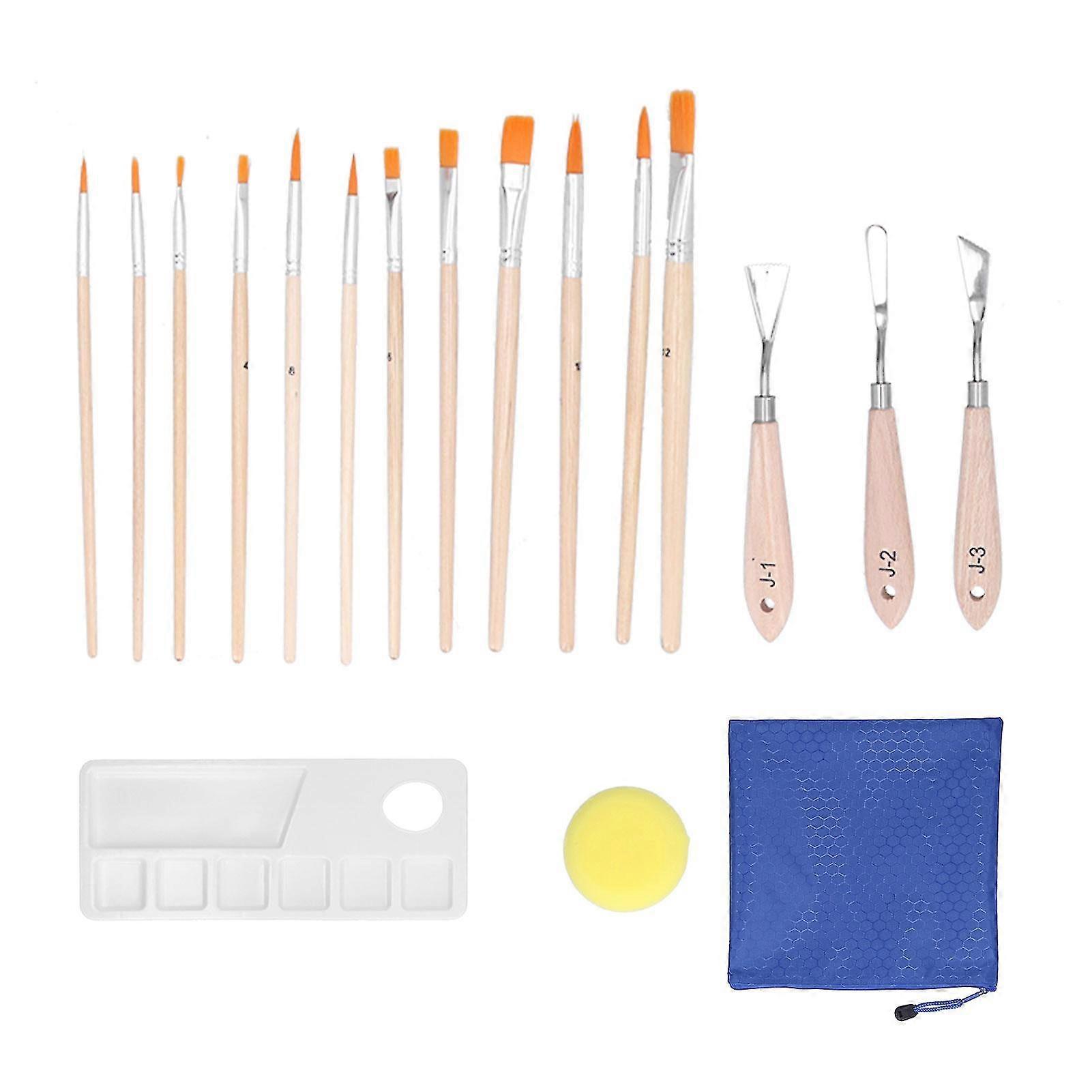Acrylic Oil Paint Brush Set for All Levels - Includes Hooks, Lines, Watercolor Brushes, Palette, and Scraper