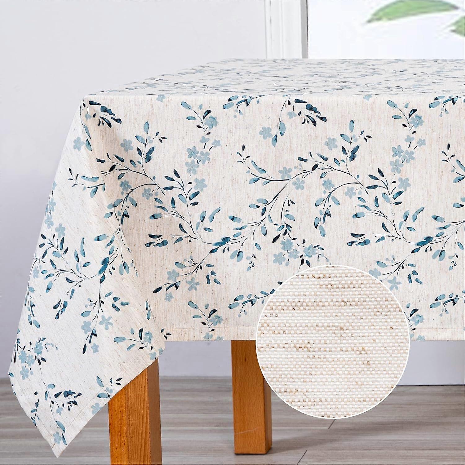 مفرش طاولة مستطيل 60x84 بوصة - مفرش مائدة زهري لربيع وصيف ، قماش كتان مقاوم للماء مفرش طاولة مستطيل لمفرش المائدة لتناول الطعام في المطبخ مقابل 4 رسوم