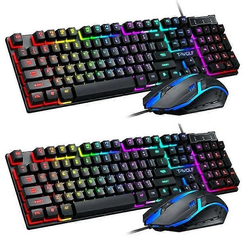 mouse combo rainbow backlit keyboard wired gaming