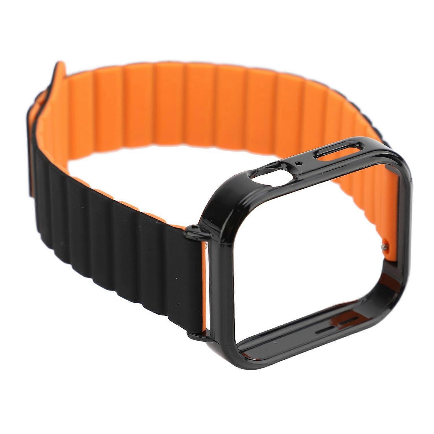 Silicone Loop Magnetic Watch Band with Black Case Replacement Watch Strap Quick Release Smartwatch A