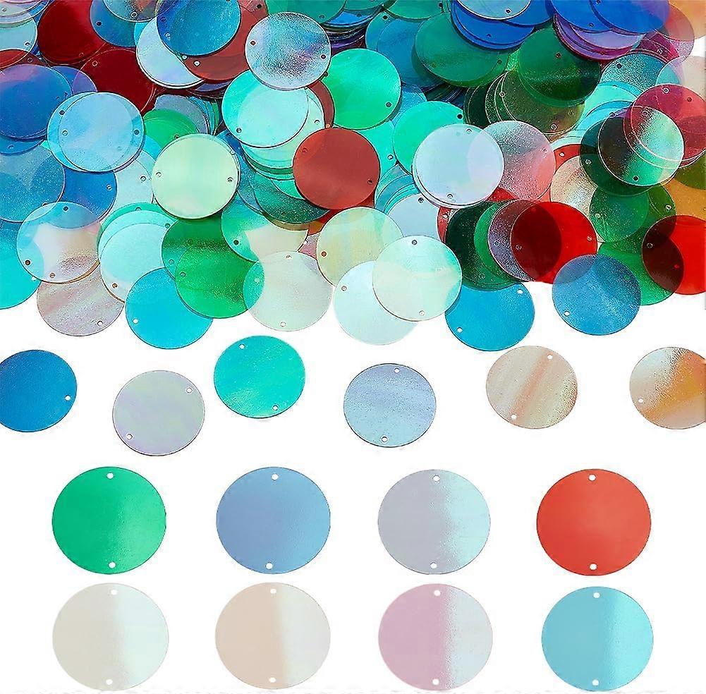 240g 1.1 inch Large Sequins for Crafts 8 Colors Flat Round Sequins Paillettes PVC Mermaid Sequins Bulk Sequins with Double Holes for DIY Christmas Sew