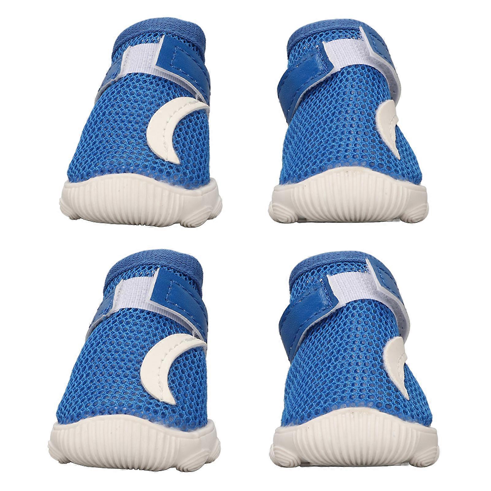 Dog Mesh Boots Soft Breathable Prevent Slip Hook and Loop Closure Puppy Shoes for Walking Climbing Blue Type 1