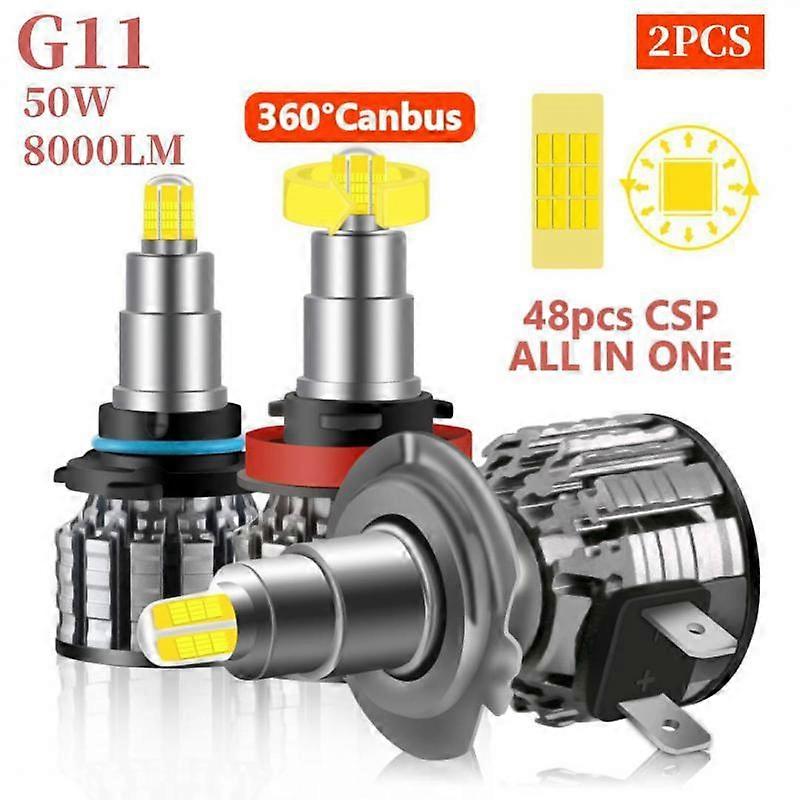 Bombilla LED de enchufe recto para coche, faro delantero con Chip Csp, G11, H1, H7, 360, 50W, 8000LM, H11, 9005, 9006, 9012, 6000K