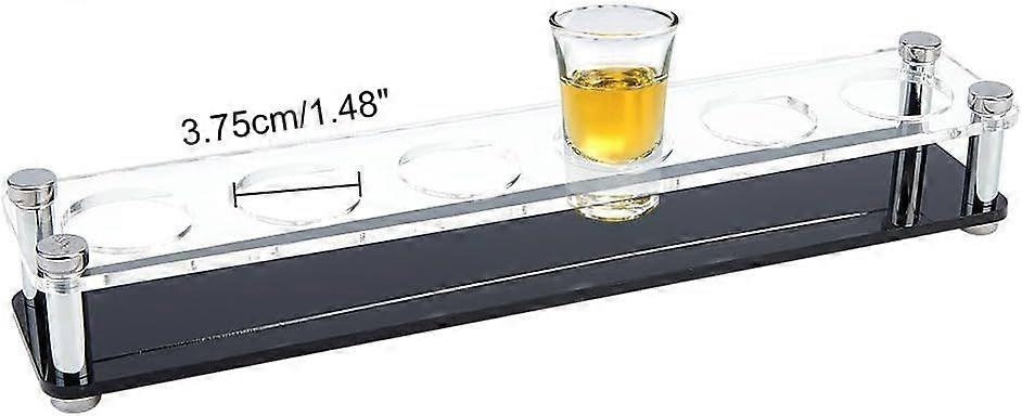 Porte-plateau en verre à 6 shots, plateau en verre à liqueur acrylique noir, supports de service en verre à liqueur, présentoir de verre à vin pour bar, fête, club et frénésie familiale P