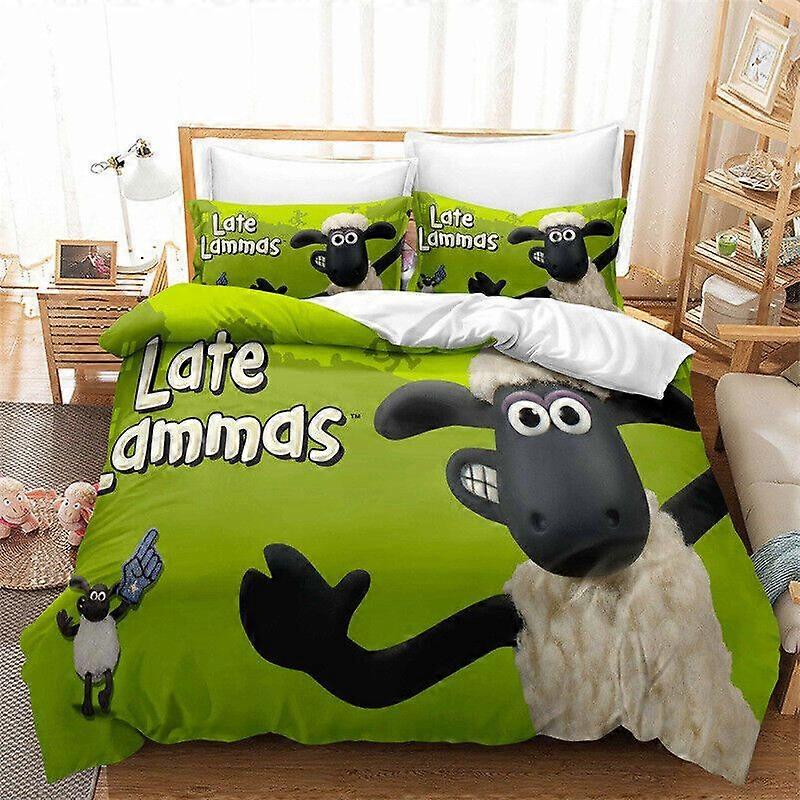 v294 Lençóis Shaun the Sheep Capa de edredão + fronha Conjunto de roupa de cama Conjunto de cama de 3 peças (1 capa de edredão + 2 fronhas) y294