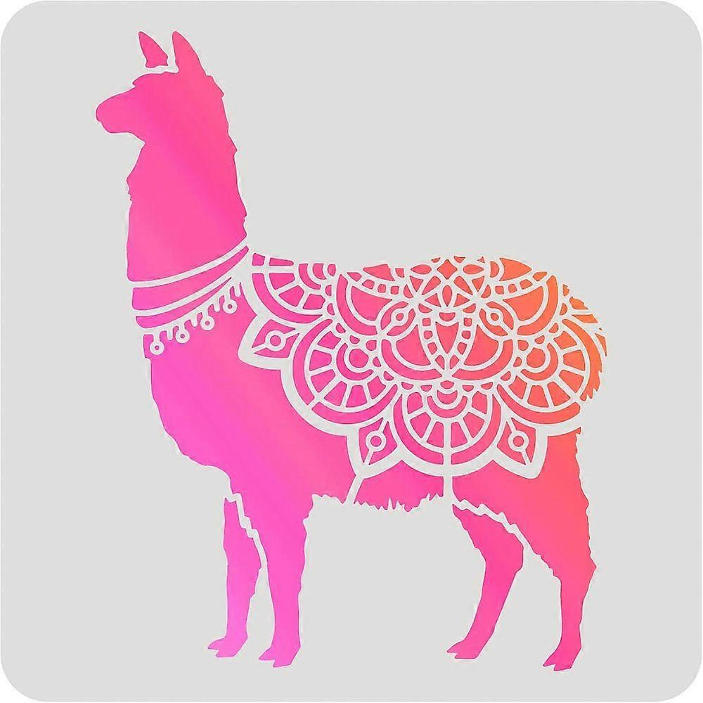 1pc Plastic Reusable Drawing Painting Stencils Templates for Painting on Scrapbook Fabric Tiles Floor Furniture Wood Square Alpaca Pattern 300x300mm