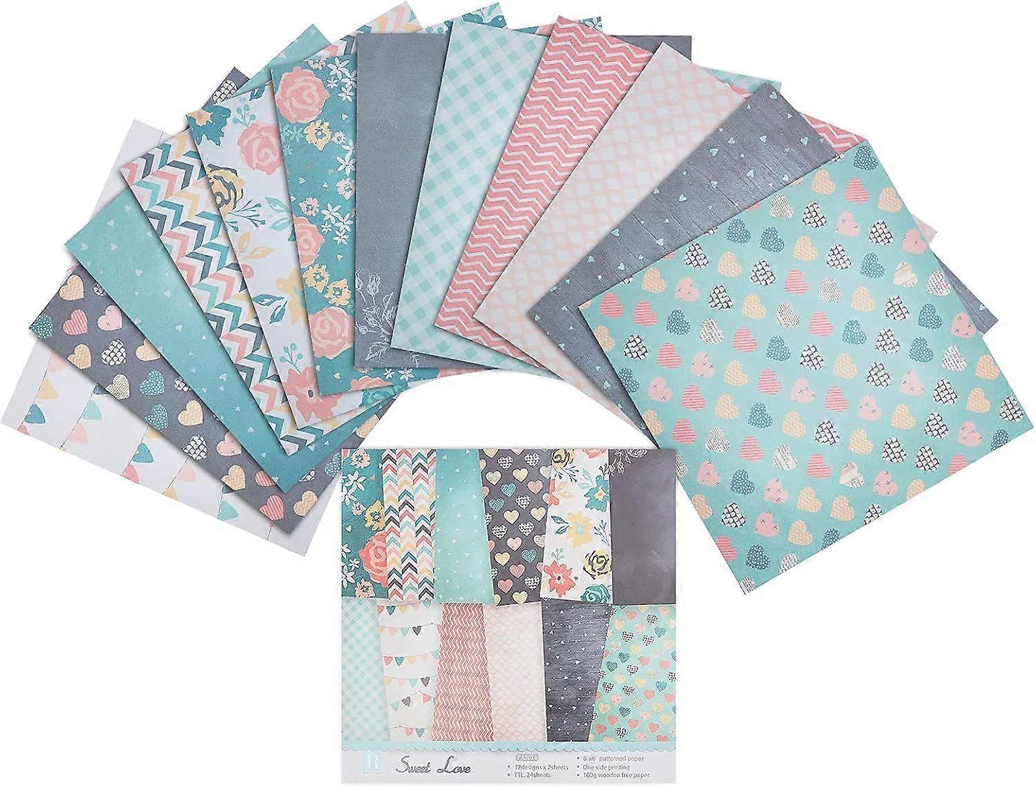 24 Sheets Pattern Paper Pack Floral Cardstock Papers Pad Decorative Scrapbook Cardstock Collection Single-Sided Patterned 6x6 Scrapbooking DIY Holiday