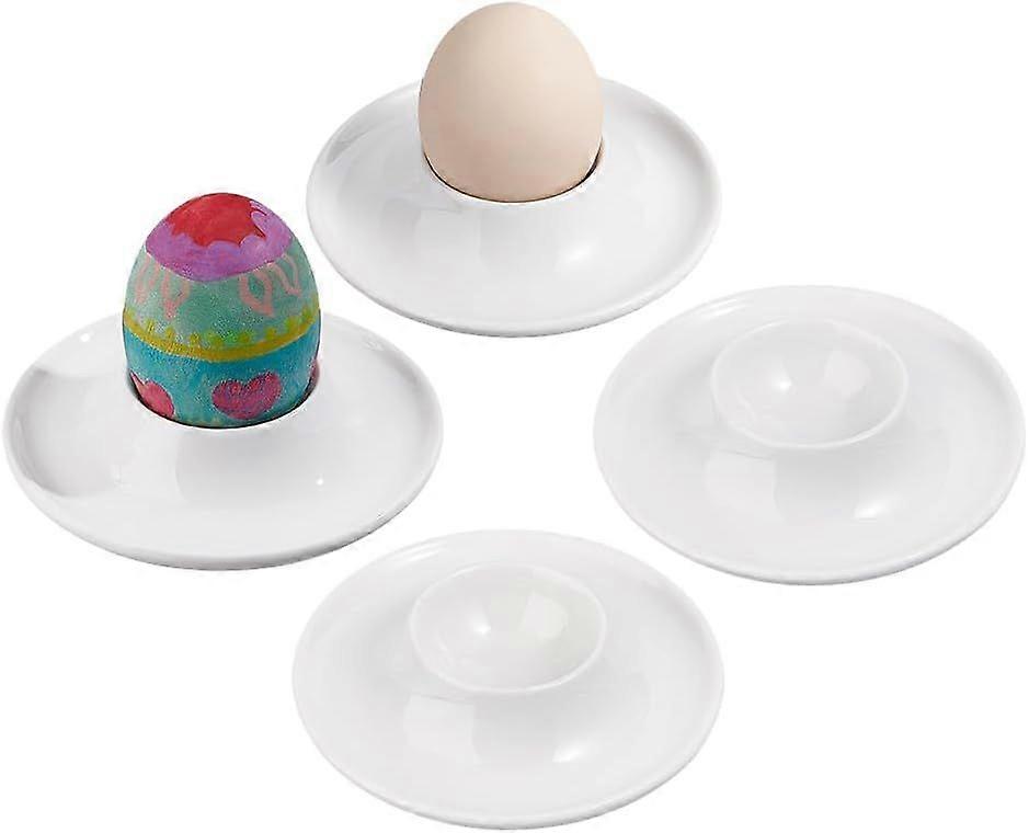4Pcs Boiled Egg Holder Ceramics Egg Tray Stackable Egg Coddler Cups for Serving Breakfast Brunch Table Decor 3.9inch in diameter