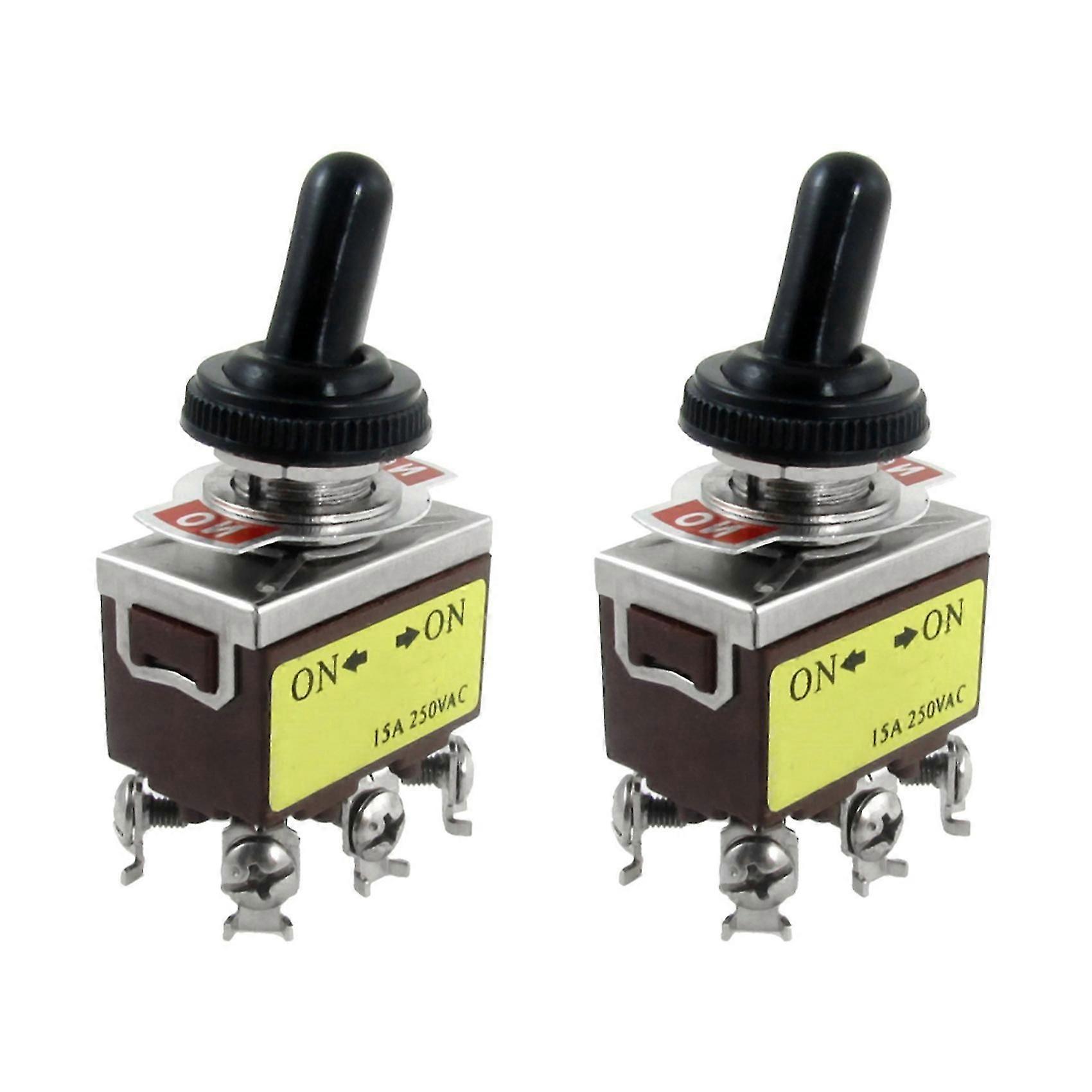 2X AC 250V 15A On/on 2 Position DPDT Toggle Switch with Waterproof Boot