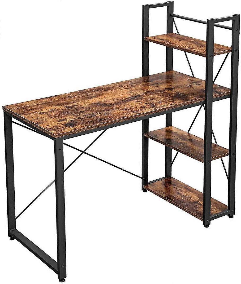 Wooden computer desk with loft shelves