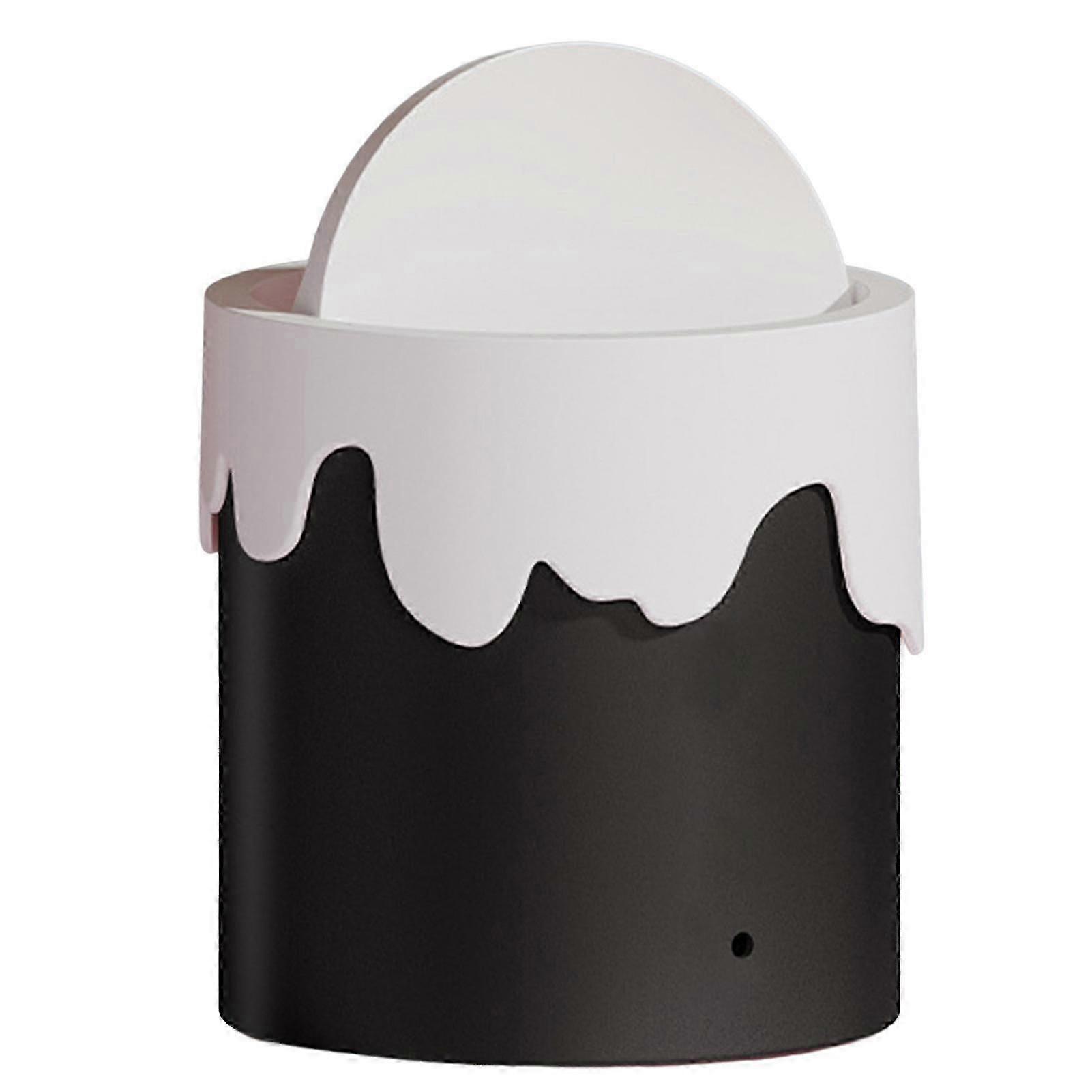 Desktop Trash Can Round Rotary Cover Prevent Bad Odor Garbage Storage Trash Bucket Household Supplies Kaesi