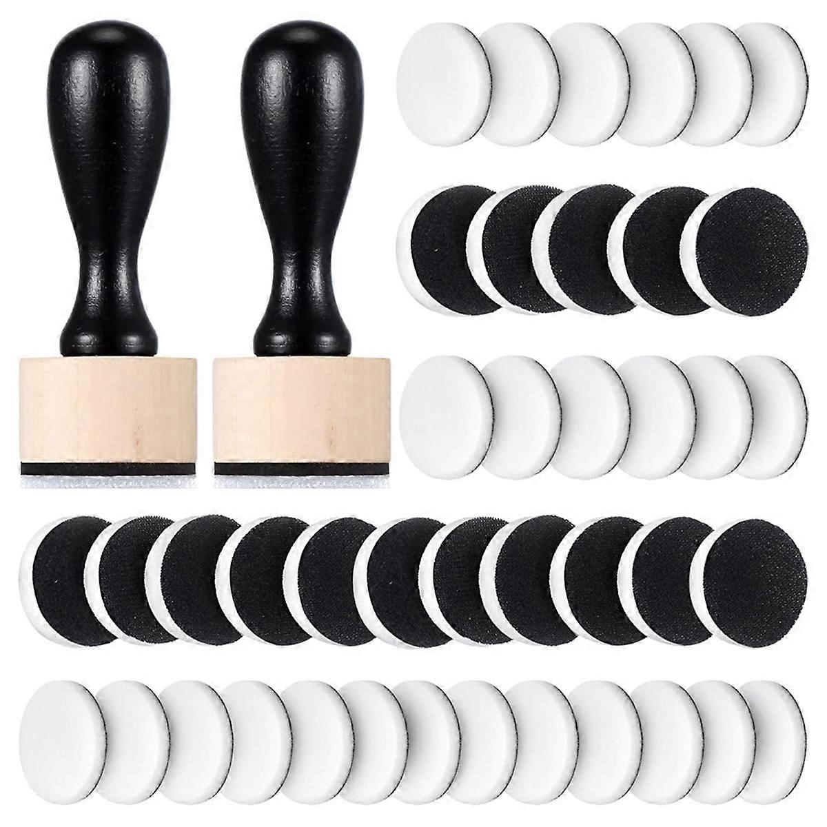 42-Piece Mini Ink Tool Set, Includes 2 Round Mini Smudge Tools and 40 Replacement Foam Pads for Drawing Smudge Mixtures
